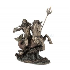 Poseidon With Trident Riding On Hippocampus Statue Sculpture Figurine 773822040645  263743233794